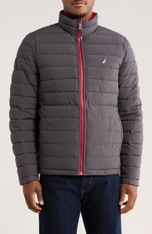 Nautica Water Resistant Reversible Puffer Jacket In Red