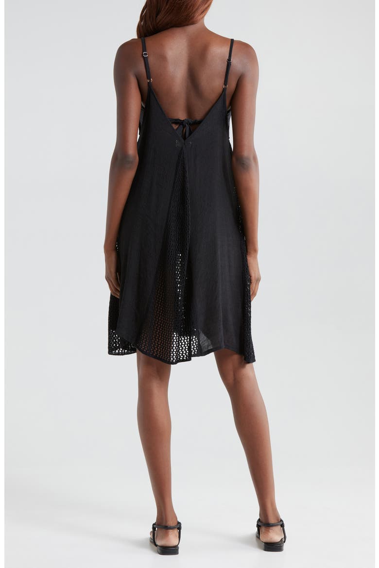 Open Stitch Sleeveless Cover-Up Dress, Alternate, color, BLACK
