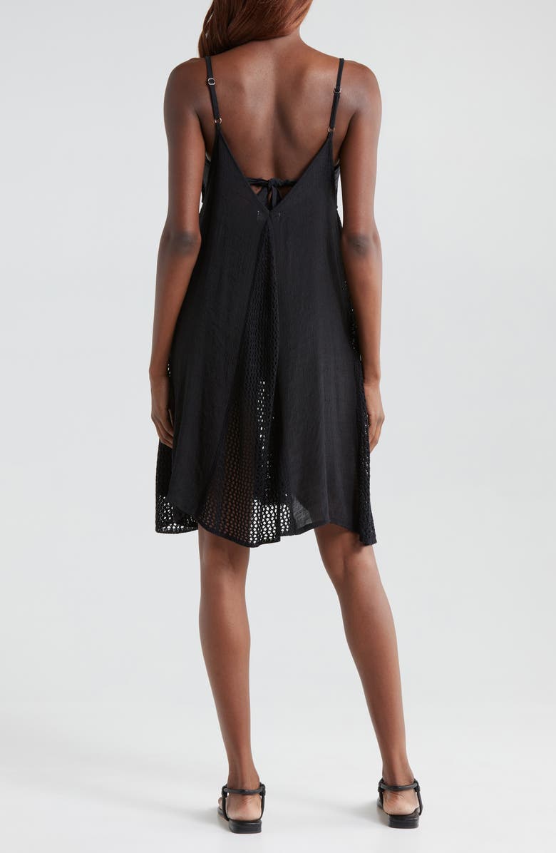 Elan Open Stitch Sleeveless Cover-Up Dress, Alternate, color, Black