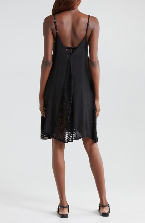 Elan Open Stitch Sleeveless Cover-up Dress In Black