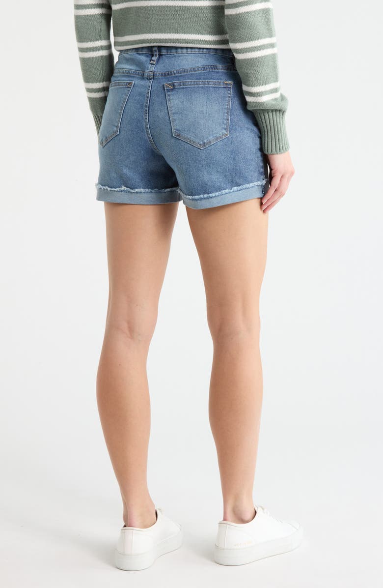 Vigoss Cuffed Mid Rise Denim Shorts, Alternate, color, Medium Wash
