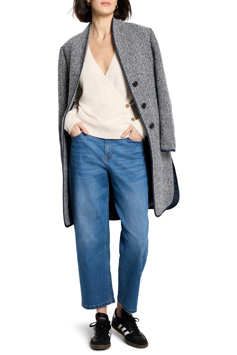 Shaker Stitch Faux Wrap Sweater, Alternate, color, CLASSIC CREAM