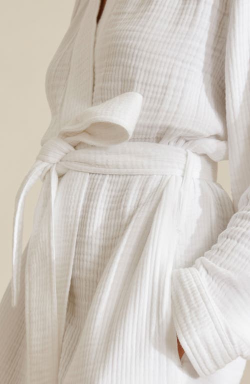 Boll & Branch Dream Rib Organic Cotton Robe In White