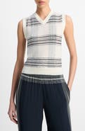 Vince Plaid V-Neck Wool Sweater Vest