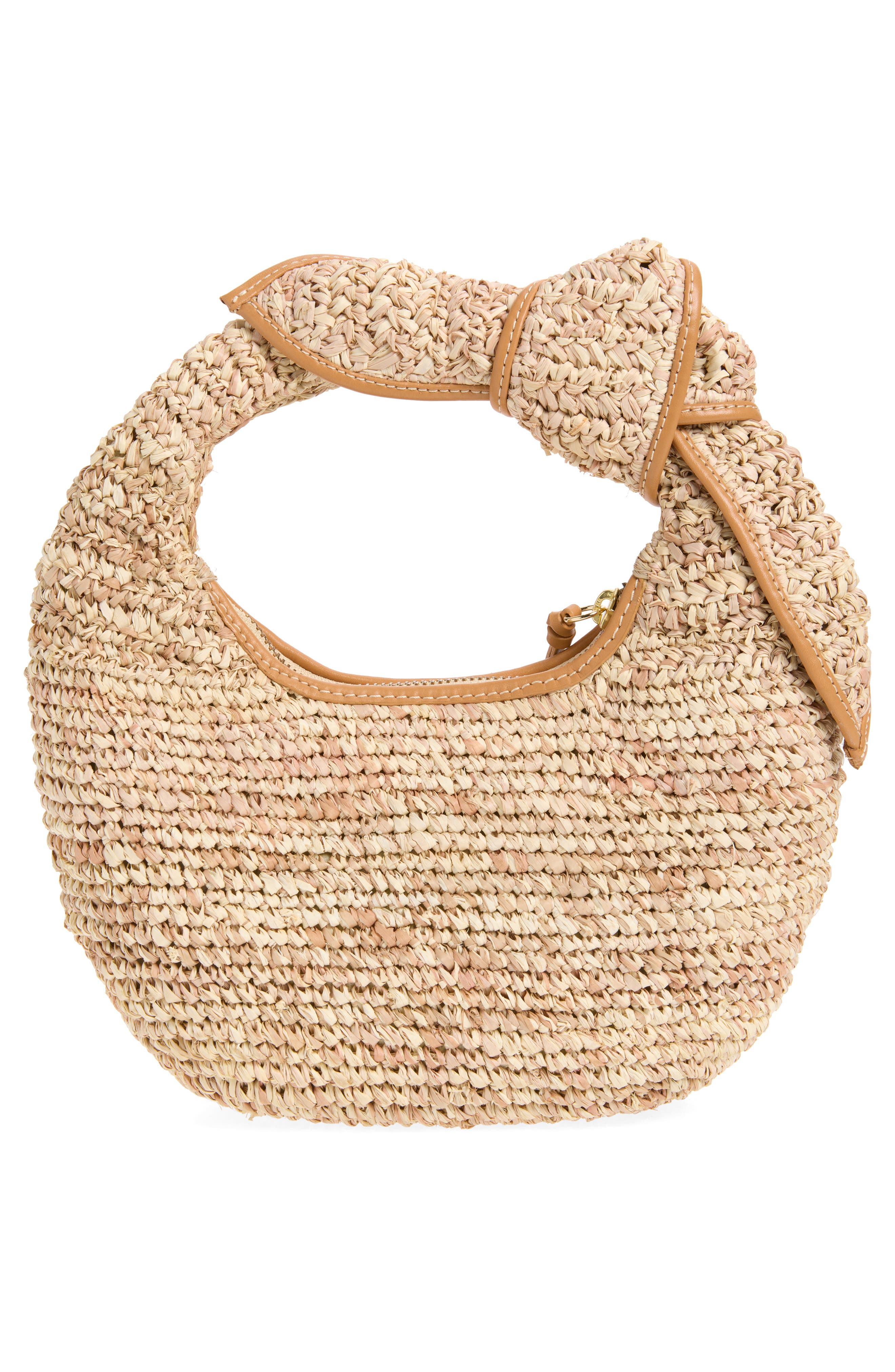 POOLSIDE The Josie Raffia Knot Bag, Alternate, color, Mixed Natural