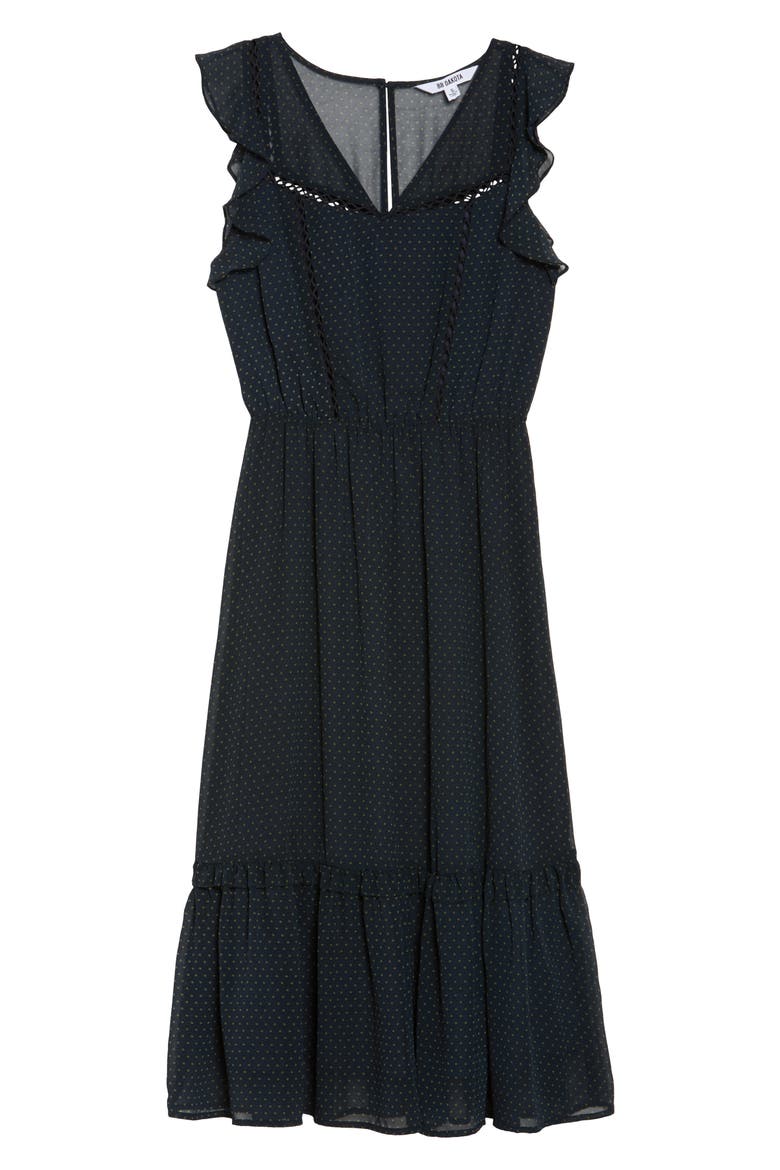 BB Dakota Carra Ruffle A-Line Dress, Alternate, color, NAVY