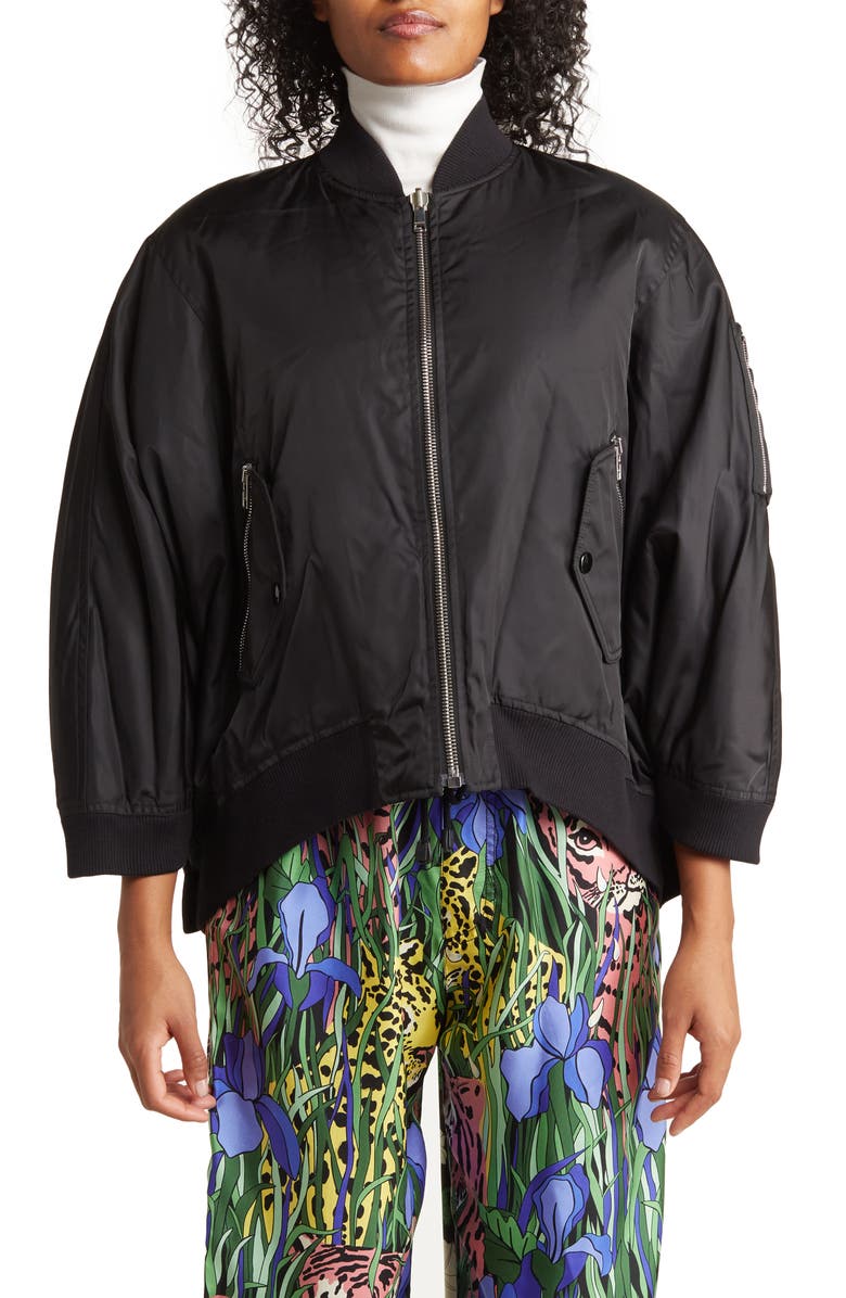Gucci Feline Floral Reversible Bomber Jacket, Alternate, color, Black