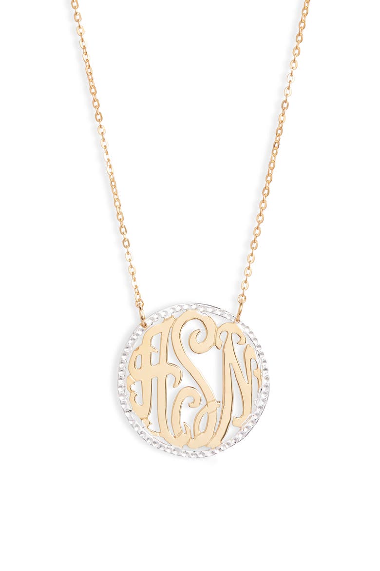 Argento Vivo Personalized Three Initial Pendant Necklace, Main, color, GOLD/SILVER