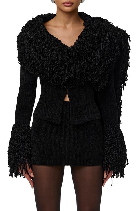 Loop Fringe Ribbed Cardigan
