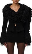 Naked Wardrobe Loop Fringe Ribbed Cardigan