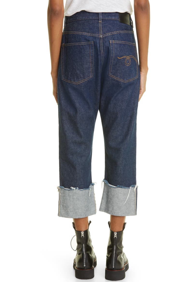Tailored Drop Crotch Cuffed Straight Leg Jeans, Alternate, color, INDIGO RINSE