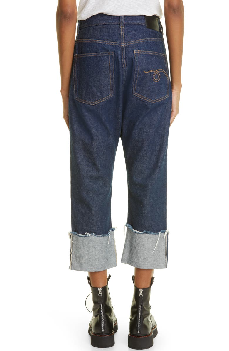 R13 Tailored Drop Crotch Cuffed Straight Leg Jeans, Alternate, color,
