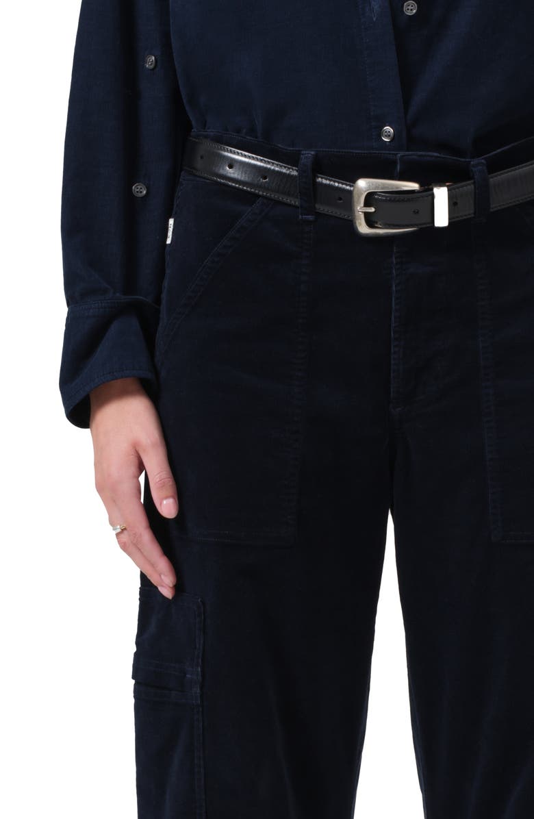Citizens of Humanity Marcelle Low Rise Barrel Corduroy Cargo Pants, Alternate, color, Navy