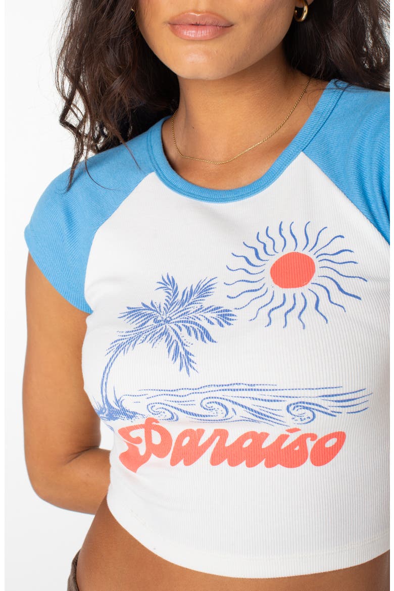 Paraiso Rib Crop Graphic T-Shirt, Alternate, color, AZURE BLUE SOLID