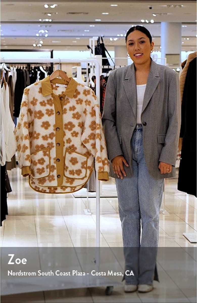 Daisy Floral High Pile Fleece Shacket, sales video thumbnail