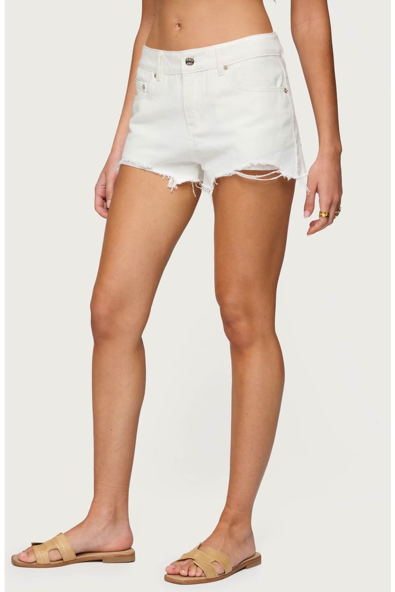 Fern Mid Rise Denim Cutoff Shorts, Alternate, color, WHITE
