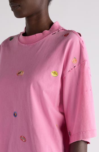 Balenciaga Medium Fit Fruity Distressed Graphic T-Shirt