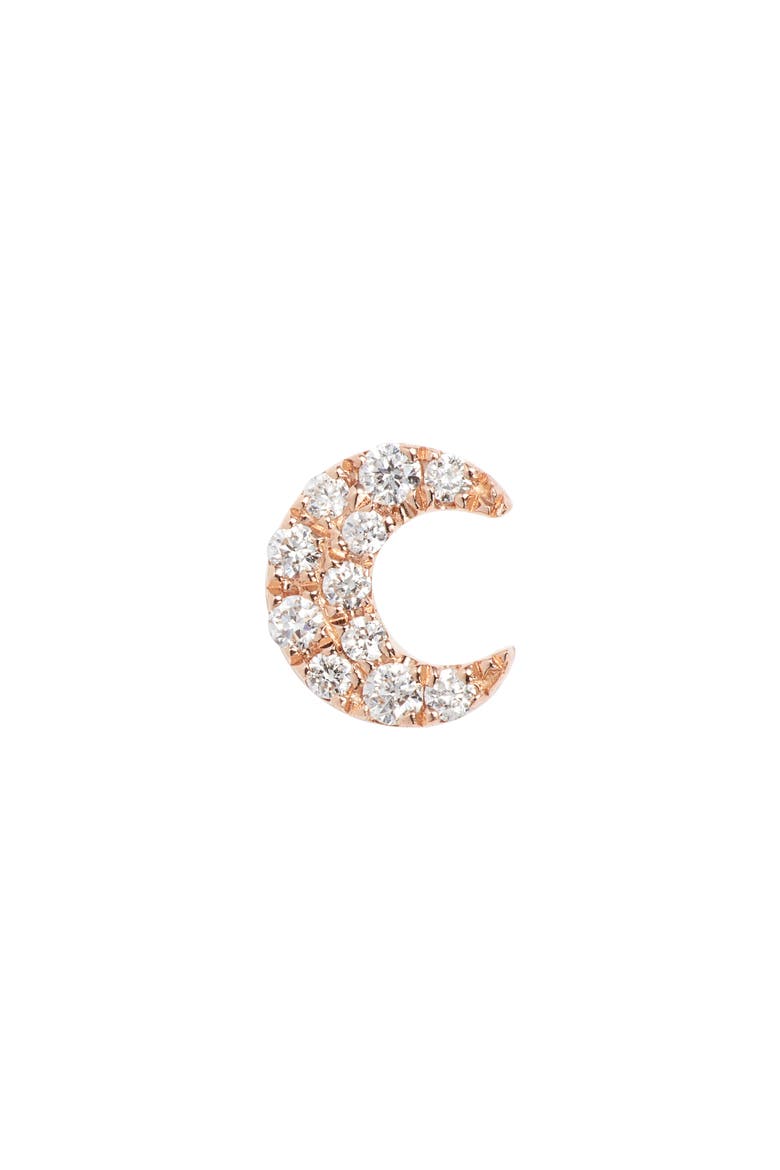 Small Diamond Moon Stud Earring, Main, color, ROSE GOLD