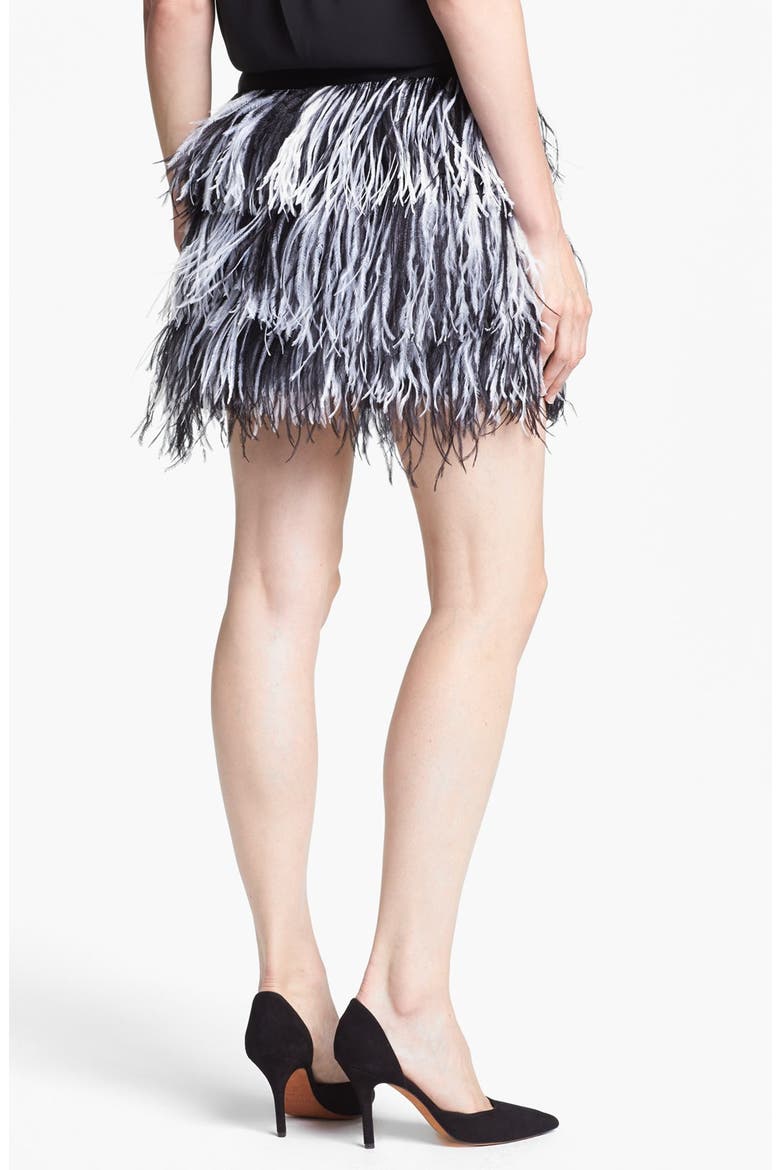 Ostrich Feather Miniskirt, Alternate, color, BLACK/ WHITE