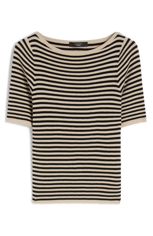 Weekend Max Mara Omens Waser Stripe-pattern Stretch-knit Top Beige In Black