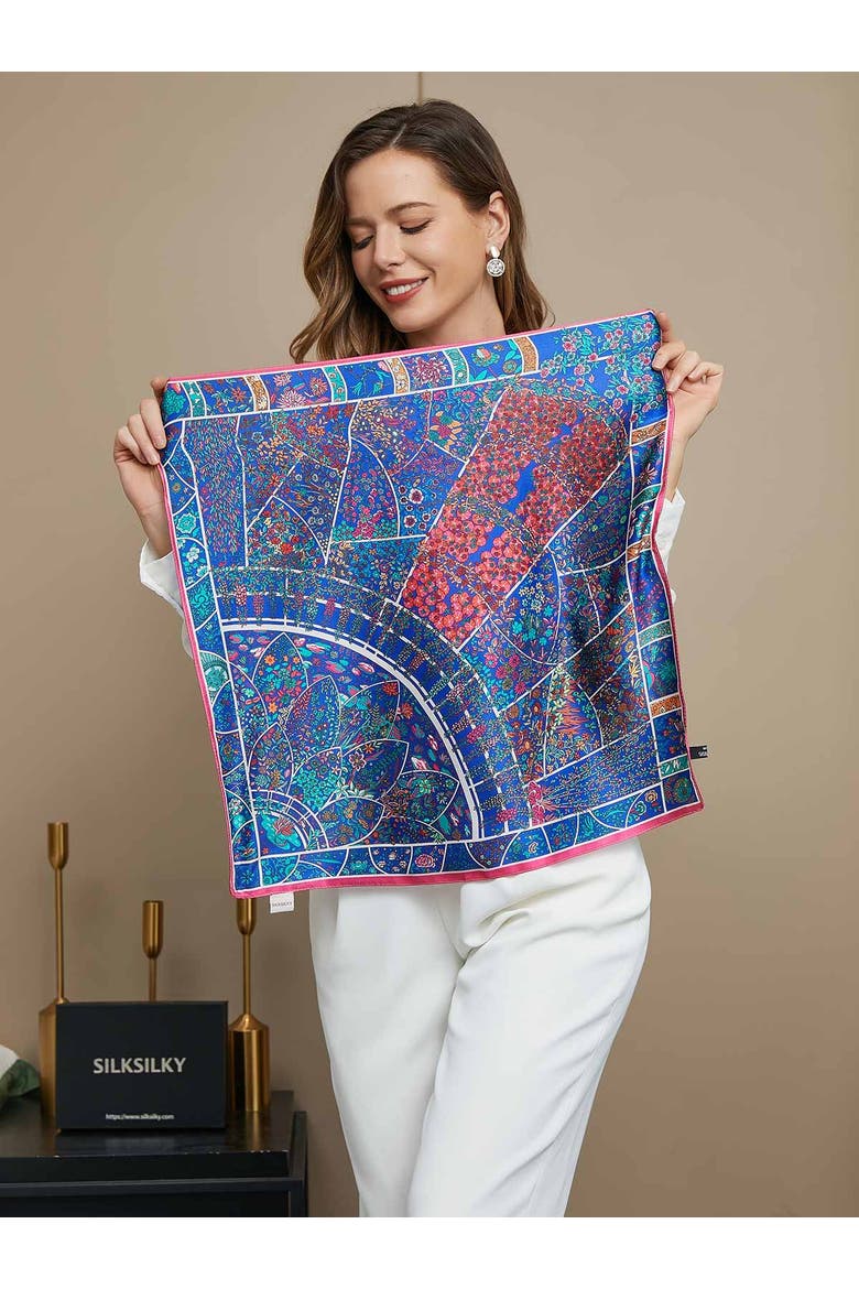 100% Mulberry Silk Scarf, Alternate, color, Multi