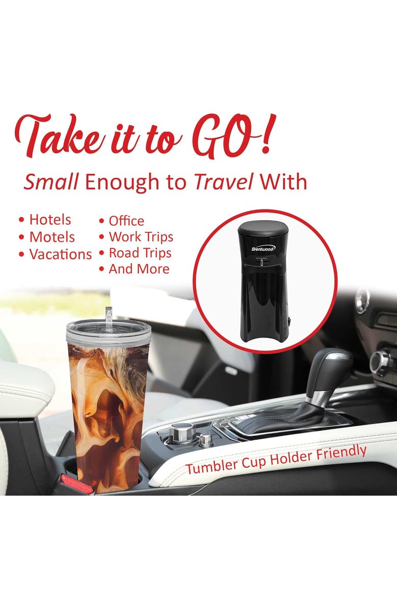 Brentwood Single Serve Iced Coffee and Tea Maker, Alternate, color, Black