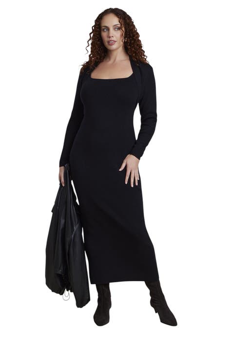 Shrug Detail Knit Maxi Dress (plus)
