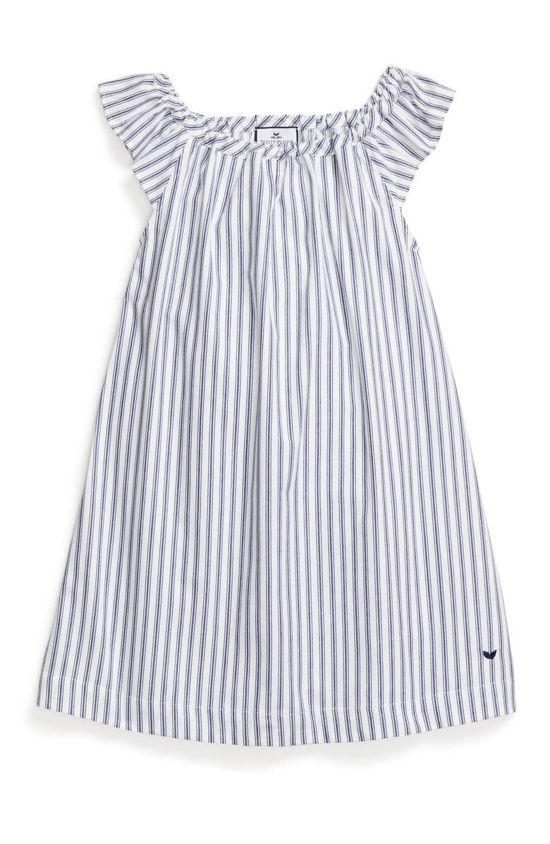 Petite Plume Isabelle Ticking Stripe Nightgown, Main, color, Navy Multi