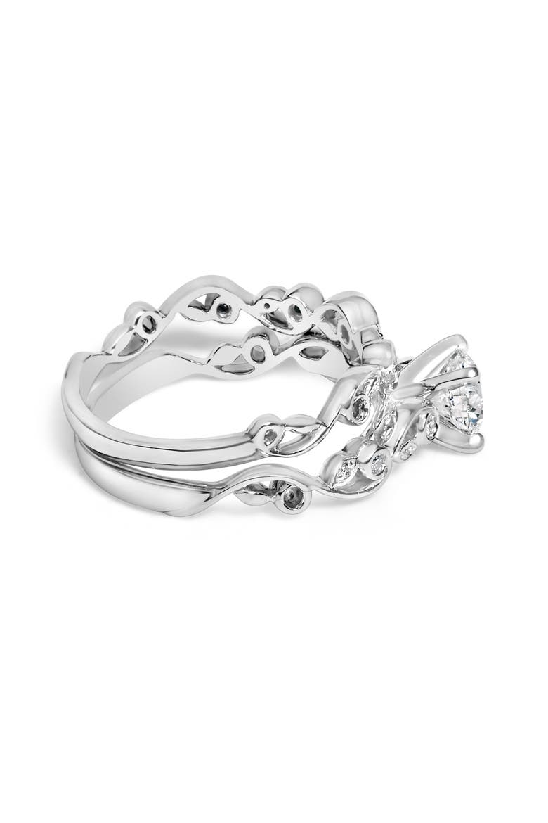 14K White Gold Lab Grown Diamond 1.0 Cttw Vintage Style Engagement Ring and Band Set, Alternate, color, White