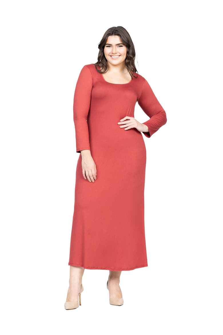 Plus Size Womens Long Sleeve  Maxi Dress, Main, color, Penny