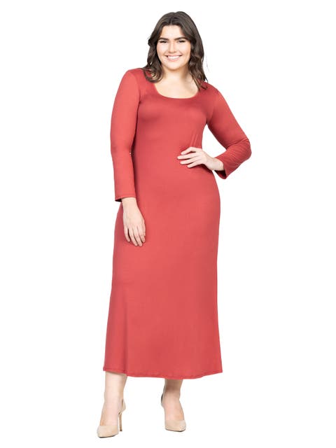 Plus Size Womens Long Sleeve  Maxi Dress