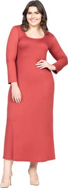 24seven Comfort Apparel Plus Size Womens Long Sleeve Maxi Dress
