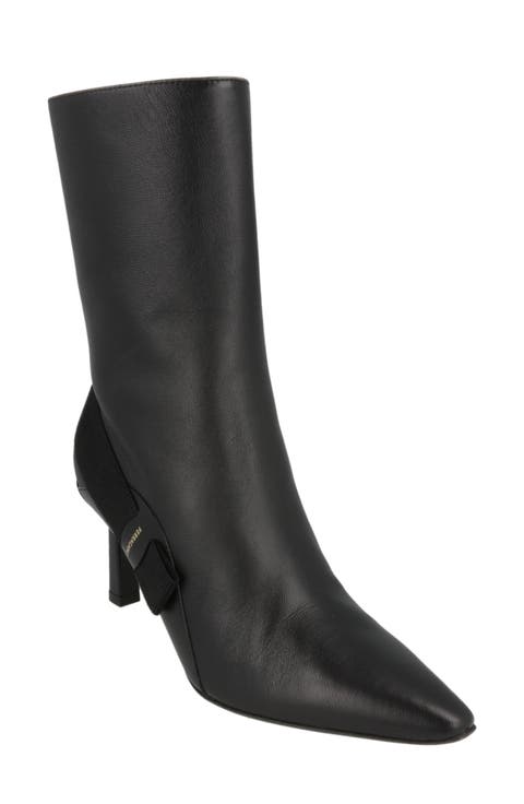 Virgilia Leather Kitten Heel Boot (Women)