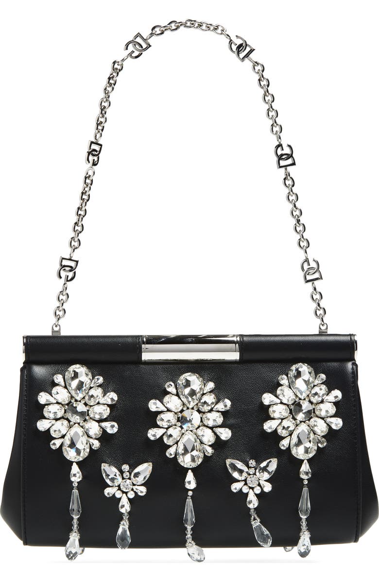 Dolce&Gabbana Marlene Crystal Shoulder Bag, Alternate, color, 80999 Nero