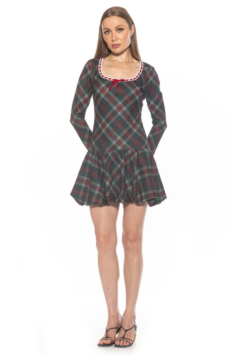 Alexia Admor Rach Bubble Hem Drop Waist Dress, Alternate, color, Green Plaid