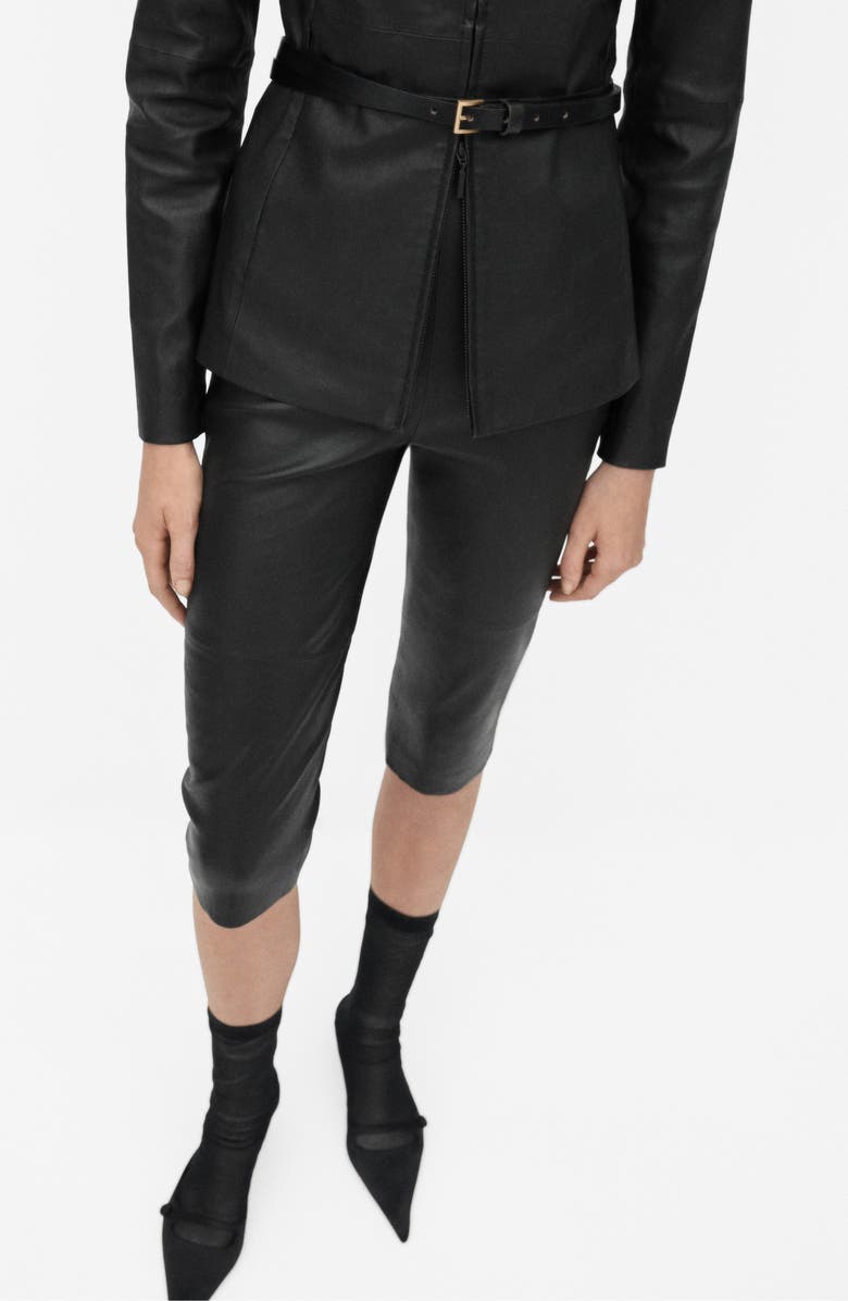 MANGO Leather Capri Pants, Main, color, 