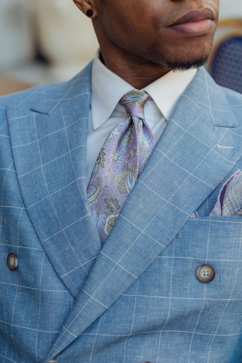 Medici - Printed Silk Tie for Men, Alternate, color, Lavender