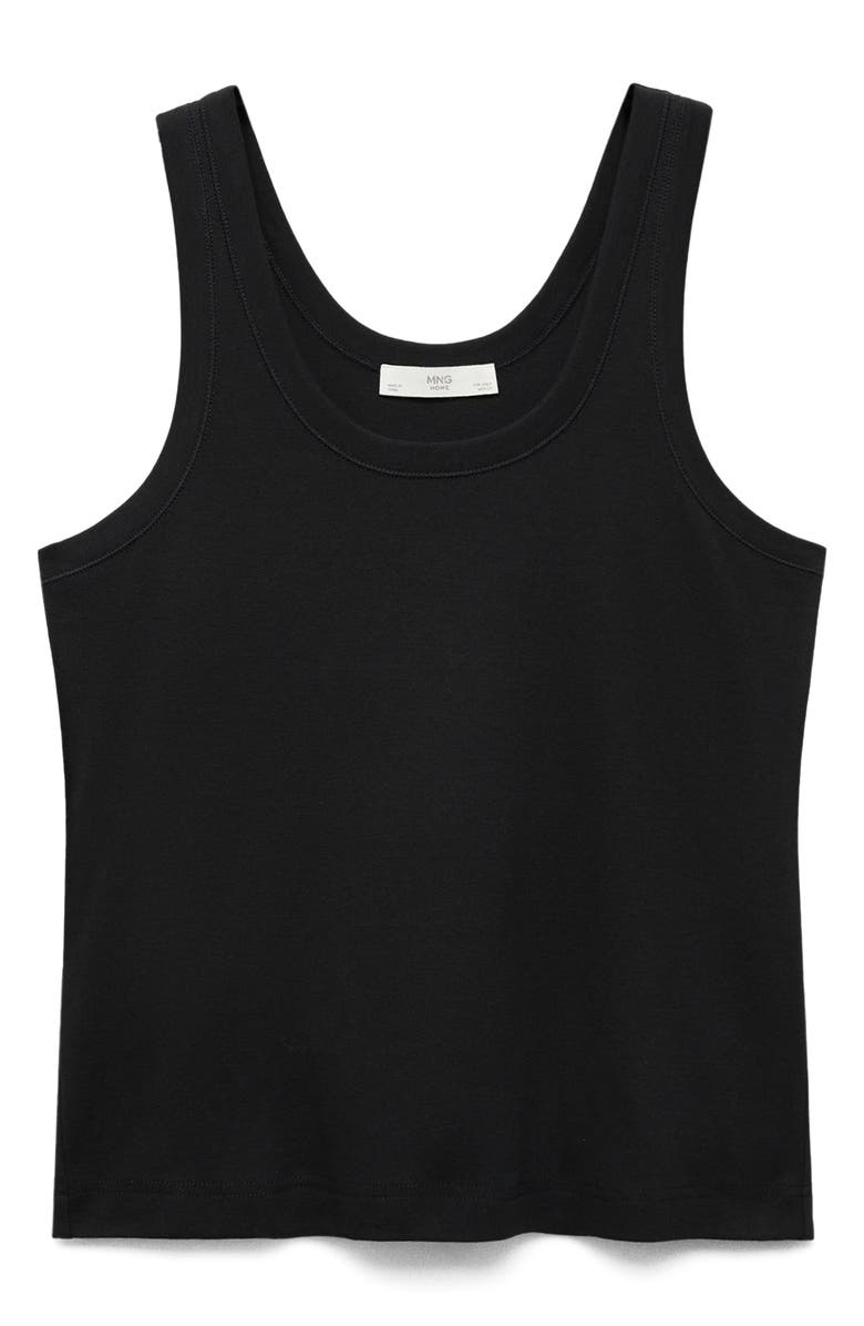 MANGO Scoop Neck Cotton Tank, Alternate, color, Black