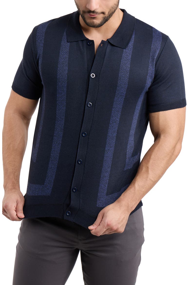 Stripe Polo Sweater, Alternate, color, NAVY