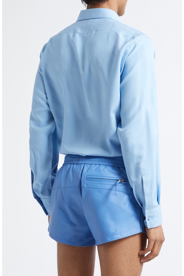 Lightweight Leather Shorts, Alternate, color, AZURE BLUE