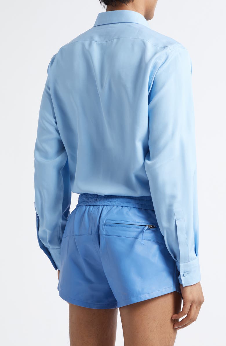 TOM FORD Lightweight Leather Shorts, Alternate, color, Azure Blue