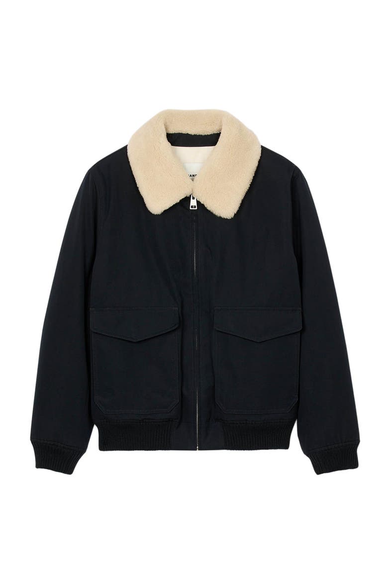 Shearling collar aviator jacket, Alternate, color, Navy blue