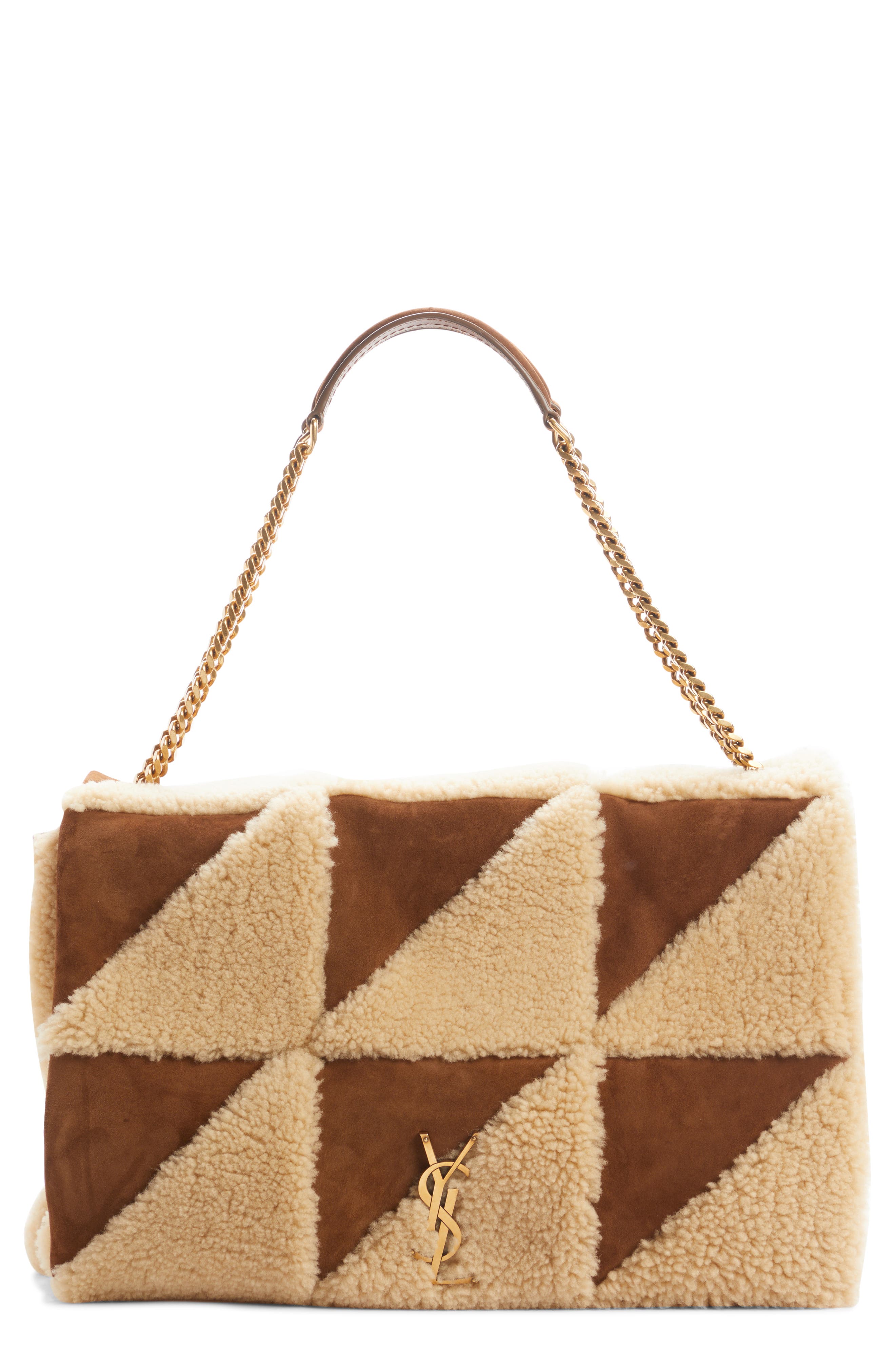 Saint Laurent Giant Jamie Genuine Shearling Shoulder Bag, Main, color, 