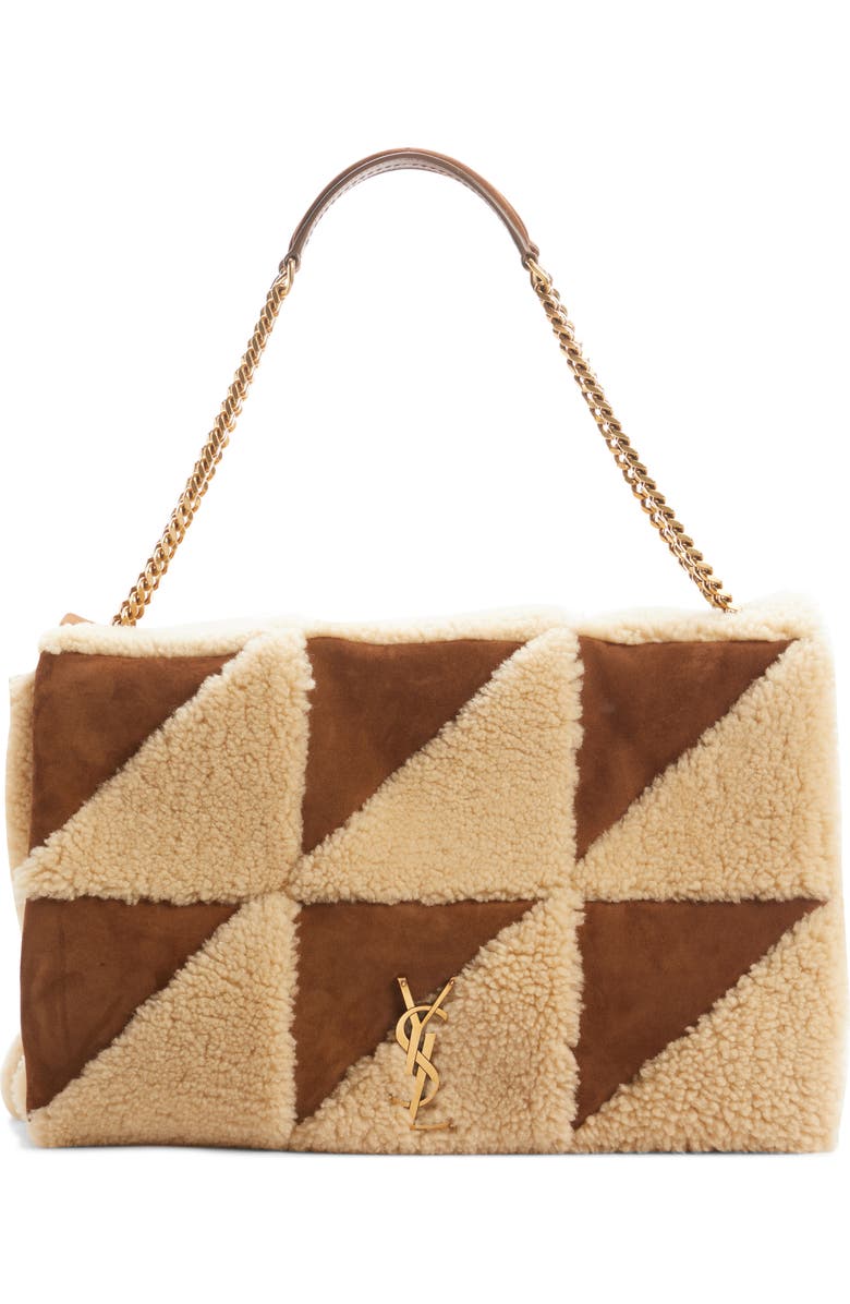 Saint Laurent Giant Jamie Genuine Shearling Shoulder Bag, Main, color,