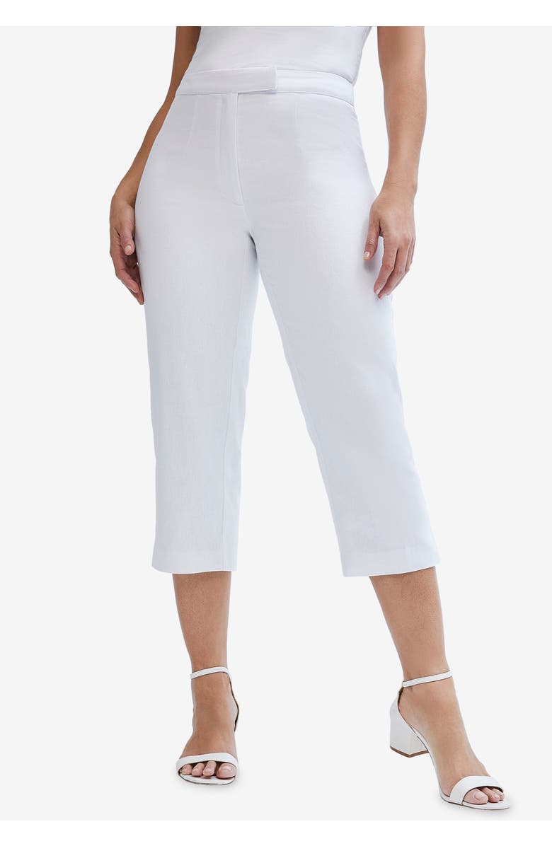 Jessica London 2-Piece Linen Capri Set, Alternate, color, White