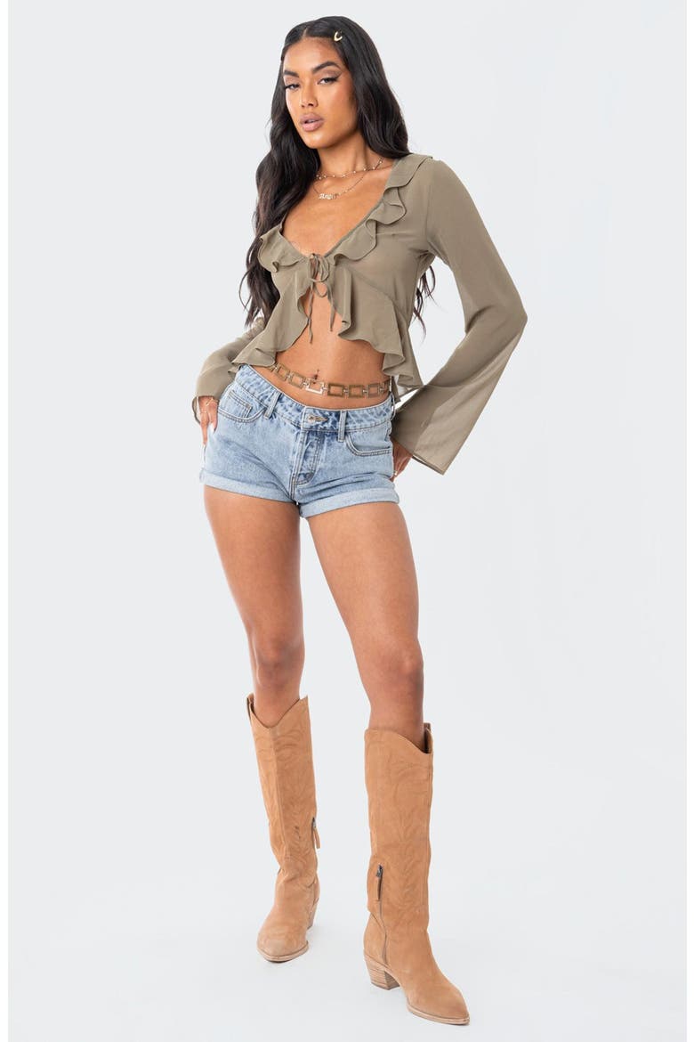 Resse Ruffle Chiffon Top, Alternate, color, OLIVE