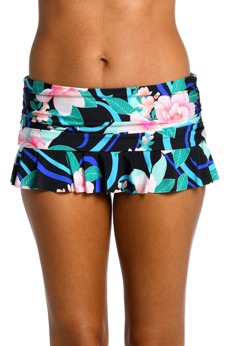 Nightfall Ruffle Skirted Bikini Bottoms, Main, color, BLACK