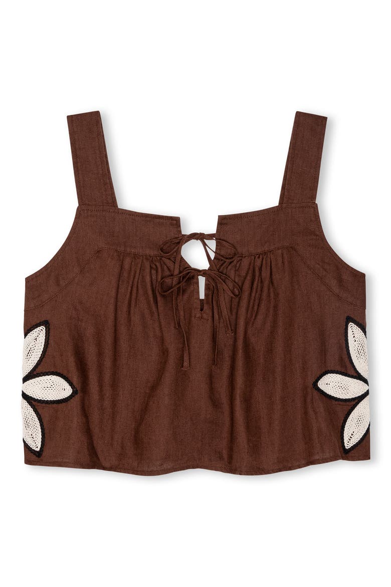 Calais Embroidered Crop Tank, Alternate, color, COCOA FLORAL EMBROIDERY