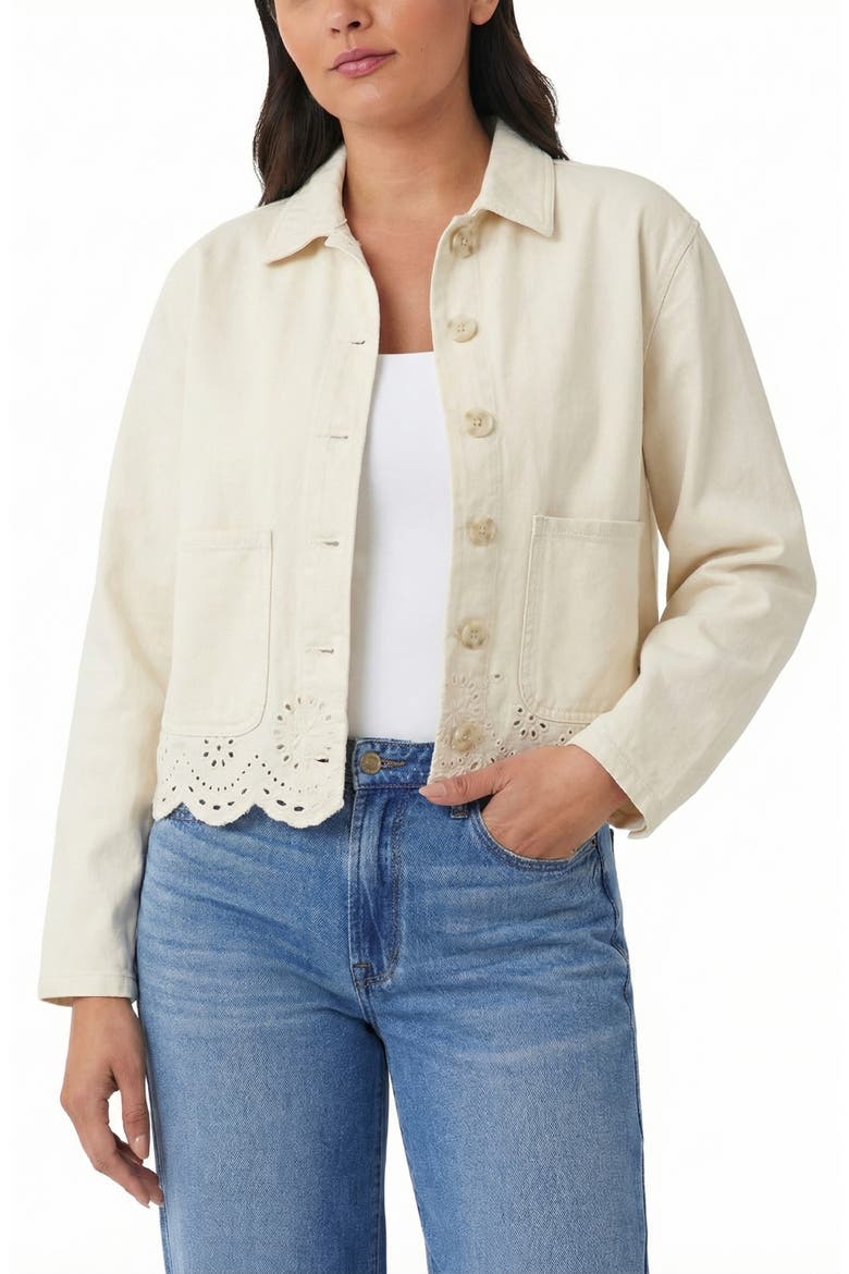 Scalloped Crop Shirt Jacket, Alternate, color, ECRU