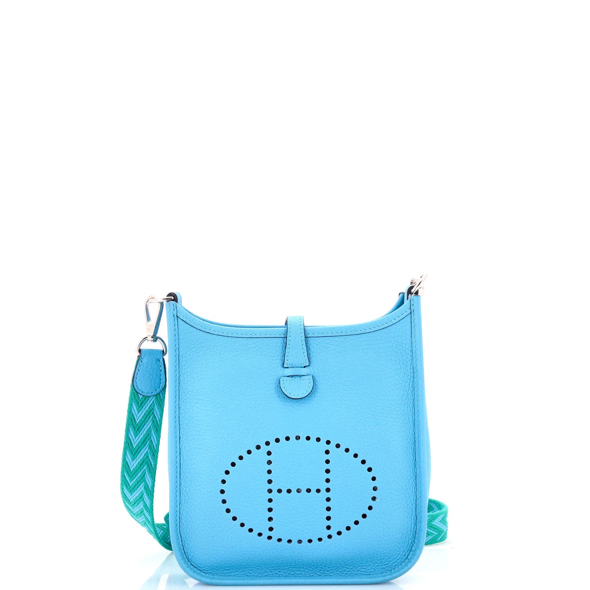 Pre-Owned Hermes Evelyne Bag Gen III Clemence TPM, Main, color, Bleu Du Nord